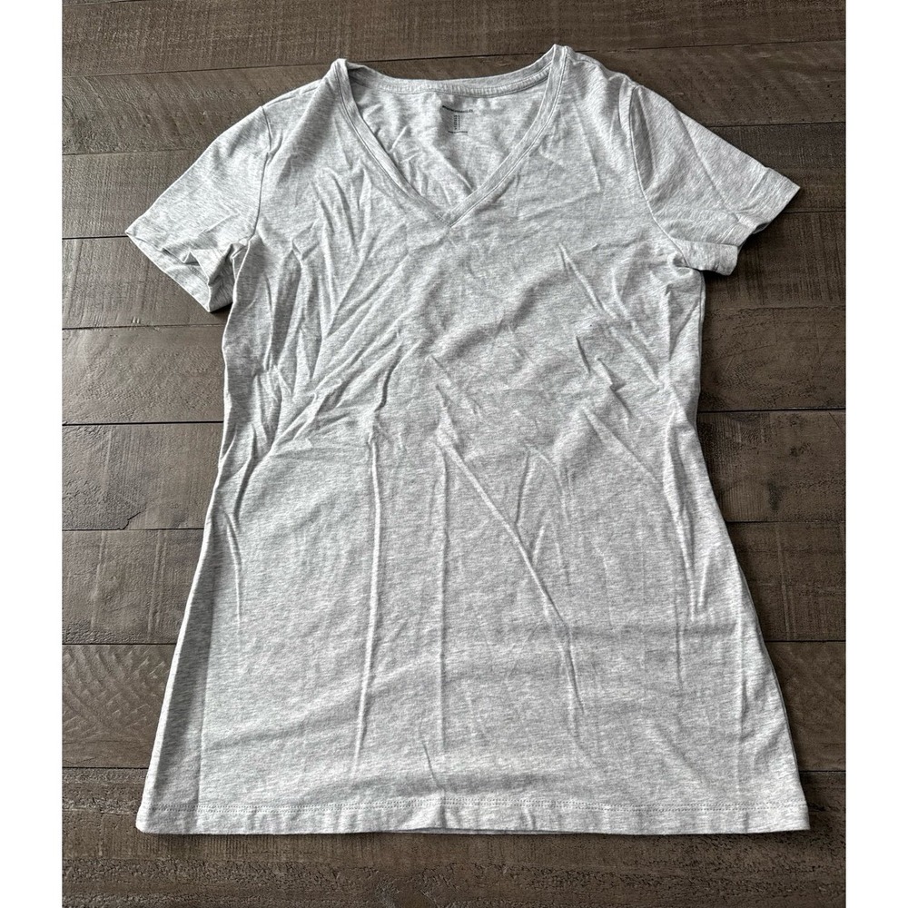 Amazon Essentials Women's Gray Short Sleeve V Neck Tee Size Small